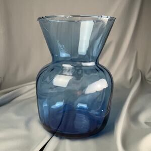 Hand Blown Cobalt Blue Glass Vase Flared Rim Modern Decorative 6x4